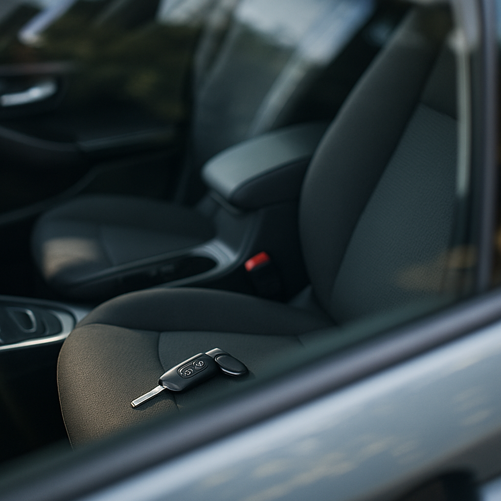 Car keys locked inside vehicle on driver seat